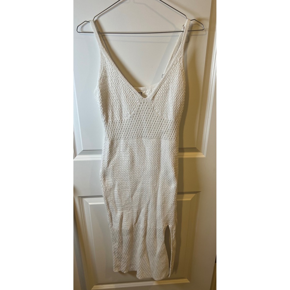 Madden NYC Womens Knit Dress Side Slit White‎ Size M